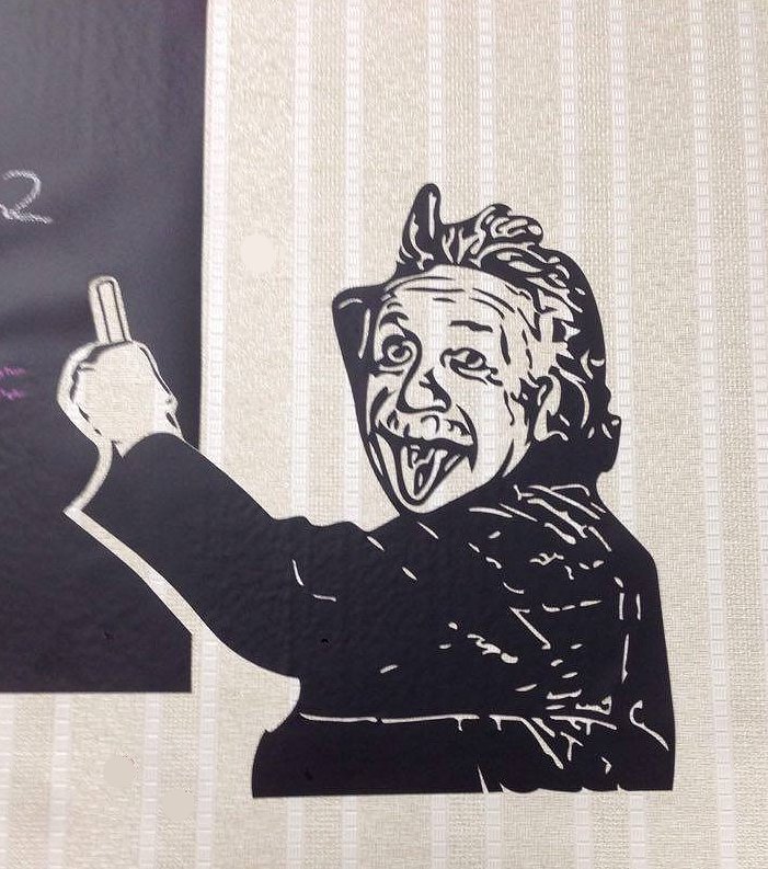 舌をだしたアインシュタインの顔がおしゃれな黒板ウォールステッカー