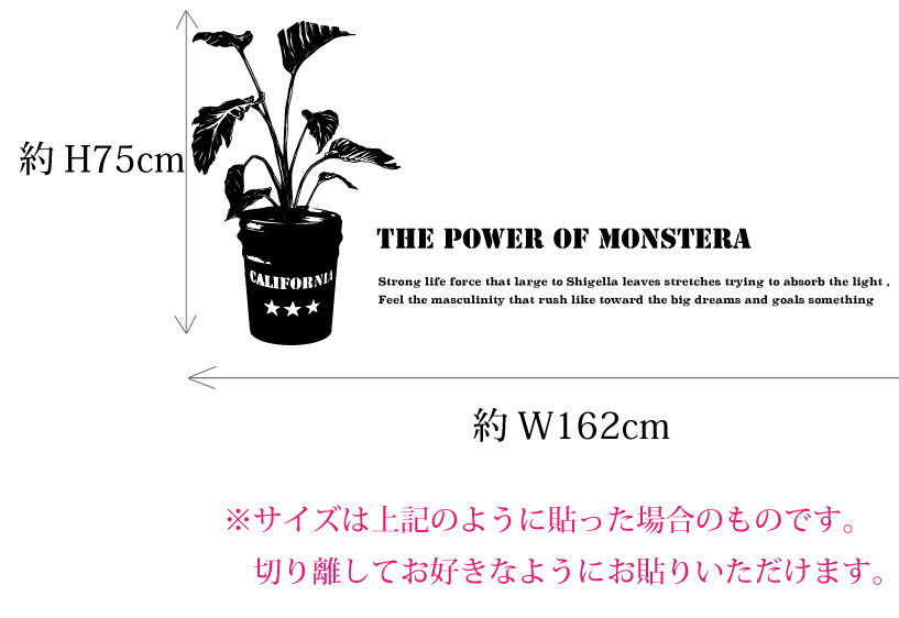 男前インテリアなペール缶にモンステラがおしゃれなアメリカンウォールステッカー