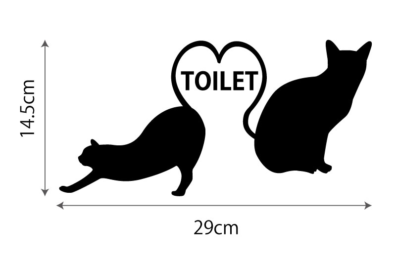 ハートと猫のトイレサイン